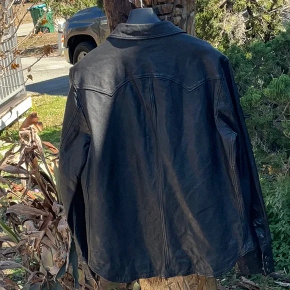 Polo by Ralph Lauren Black Leather Shirt Jacket - Picture 5 of 8